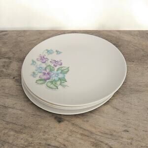 Set 3 Vintage Royalon Melmac 6.25" Saucer Violet Purple Corsage - Set of 4